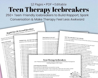 Teen Therapy Icebreakers 250+ Teen Conversation Starters Therapist Rapport Building Activities Counseling Questions Digital PDF