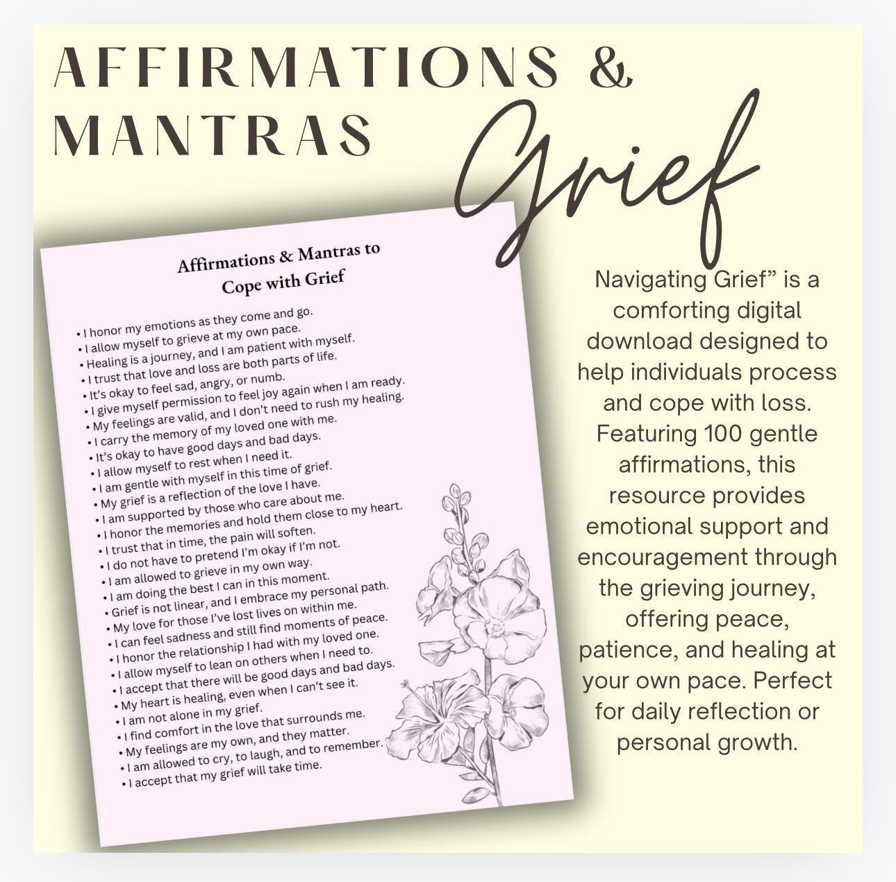 Managing Grief and Loss Affirmations for Coping With Loss Through ...