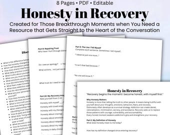 Honesty in Recovery Worksheet Addiction Recovery Therapy Tool Substance Abuse Counseling Worksheet Relapse Prevention Resource
