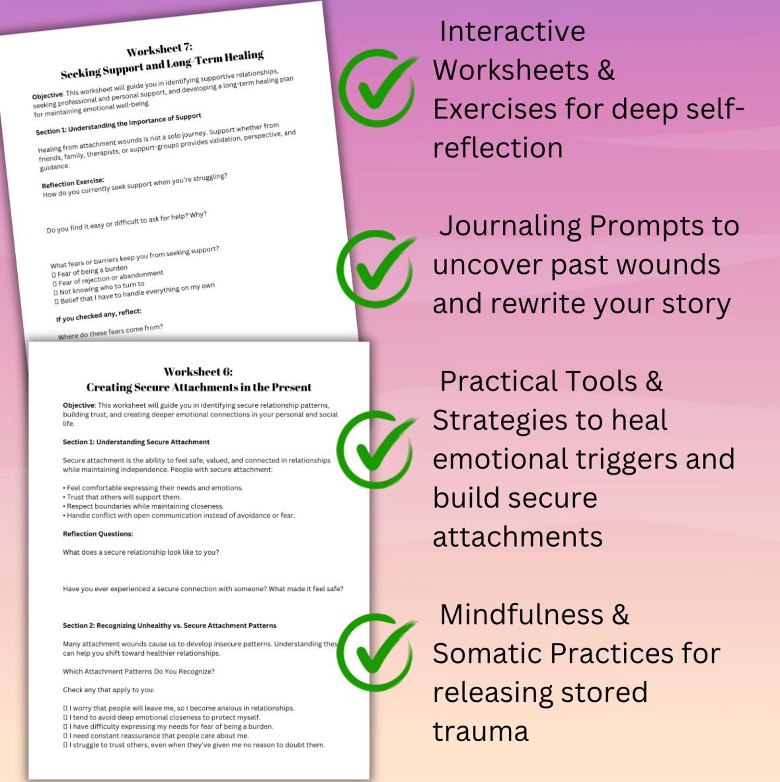 Healing Attachment Wounds Guided Workbook Trauma Recovery Secure ...