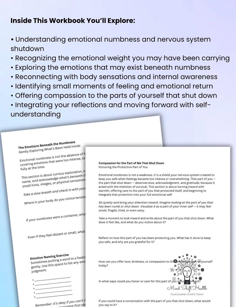 Emotional Numbness Workbook, Nervous System Healing, Trauma Recovery ...