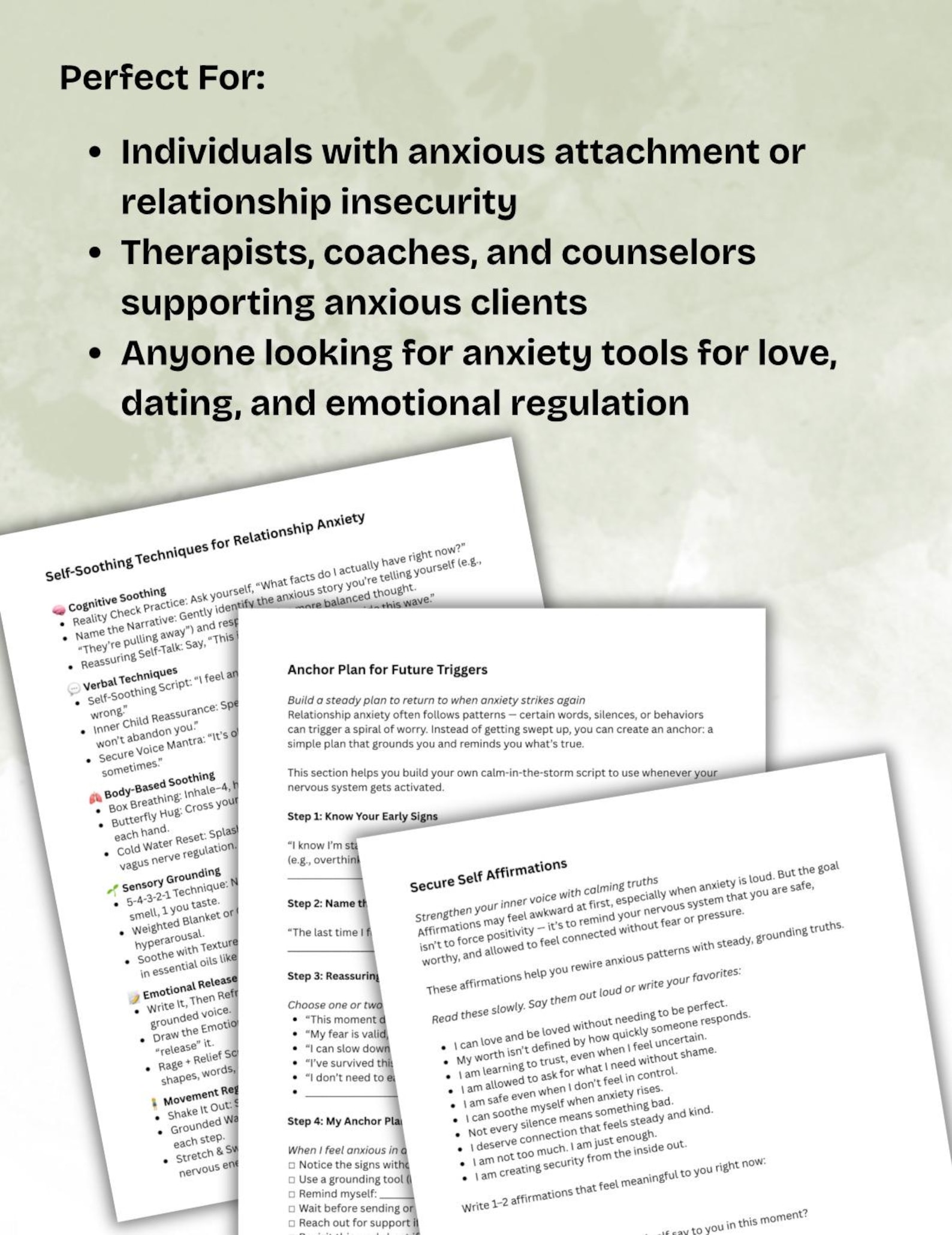 Relationship Anxiety Workbook Printable Therapy Worksheets for ...