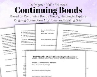 Continuing Bonds Grief Workbook Grief Therapy Worksheets Bereavement Journal Loss & Healing Resource Grief Counseling