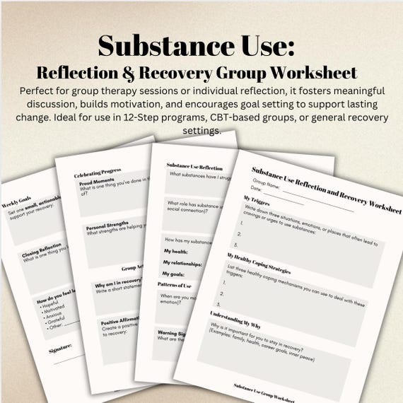 Substance Use Recovery Worksheet: Reflection & Triggers (PDF)