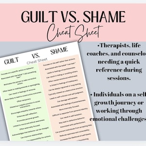 Guilt Vs Shame Cheat Sheet Feelings Therapy Self awareness Tool Guilt Vs Shame Cheat Sheet Feelings Therapy Self awareness Tool