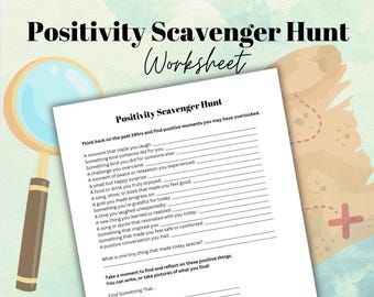 Mindfulness Scavenger Hunt Reflection Activity Positivity Therapy Worksheet Coping Skills