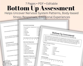 Bottom Up Assessment Worksheet Nervous System Assessment Somatic Therapy Worksheet Trauma Informed Therapy Resource Body Awareness