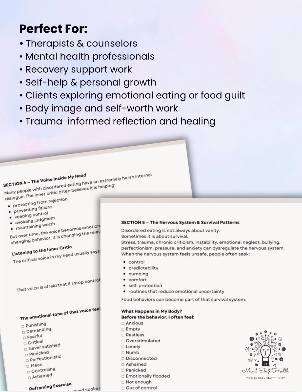 Disordered Eating Workbook Emotional Eating & Body Image Therapy ...