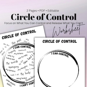 Circle of Control Arbeitsblatt, Gruppentherapie Tool (Digitaler Download)