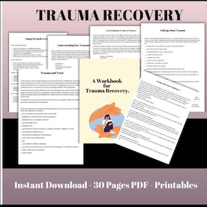 Trauma Worksheets and PTSD Workbook CBT Printable Exercises Coping Skills, and Adult Trauma Recovery Treatment Plan Templates