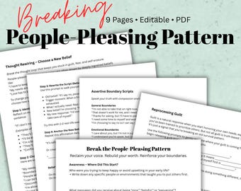 People-Pleasing Worksheet: Boundaries & Inner Healing (PDF Downloadable
