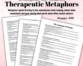 Outil de métaphores et d'analogies thérapeutiques pour la croissance émotionnelle Santé mentale Développement personnel Imprimable