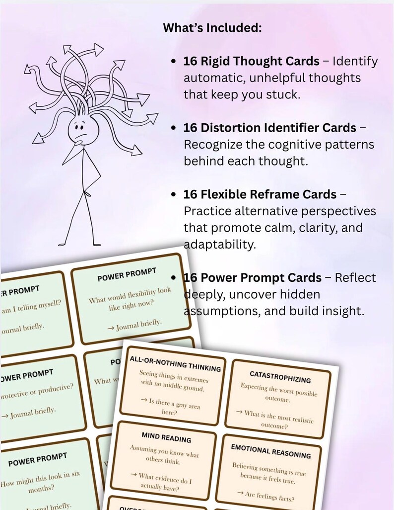 CBT Flash Cards – Cognitive Flexibility Deck for Self-help Therapy Tool ...