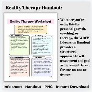 Reality Therapy Worksheet: WDEP Self-Reflection Tool (Digital Download) image 2