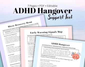 ADHD Hangover Recovery Worksheet Overstimulation & Burnout Support Nervous System Reset Digital Download