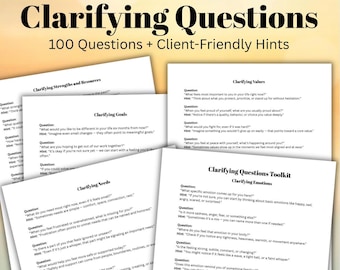 Therapist Clarifying Questions Pack  Therapy Questions with Client Reflection Hints Mental Health Professionals