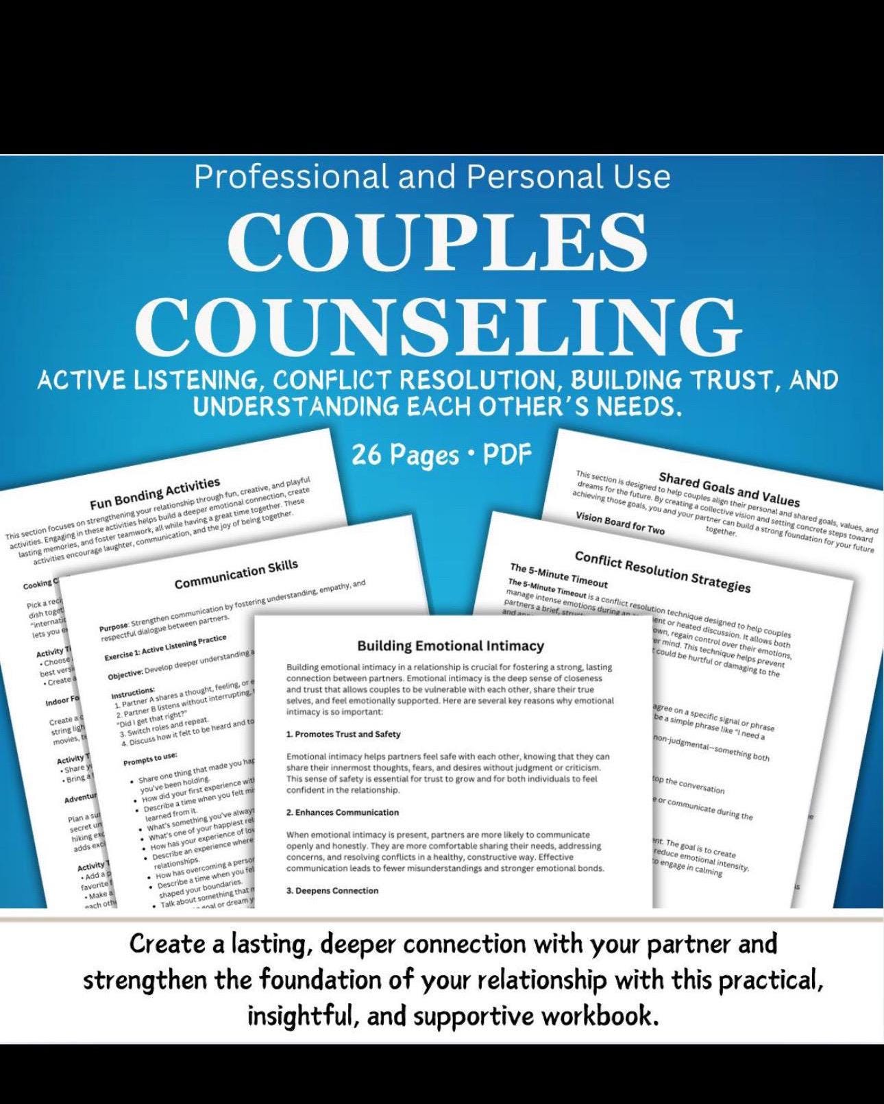 Couples Therapy Workbook | Relationship Communication, Conflict ...
