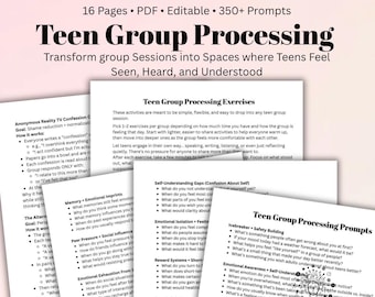 Teen Group Therapy Activities & Processing Exercises Interactive Counseling Worksheets for Teens Emotional Regulation SEL Group Toolki