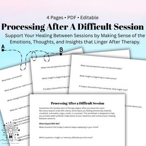 Processing After a Difficult Therapy Session Therapeutic Reflection Worksheet Emotional Processing Tool for Clients Between Sessions image 1