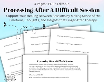 Processing After a Difficult Therapy Session Therapeutic Reflection Worksheet Emotional Processing Tool for Clients Between Sessions