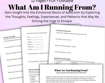 What Are You Running From? Addiction Recovery Worksheet Addiction Triggers, Emotional Healing, Self-Reflection & Recovery Group Therapy