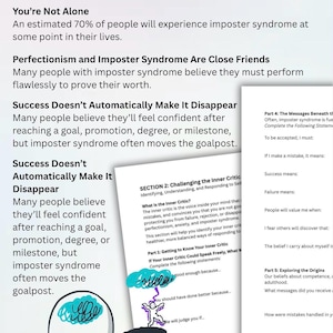 Imposter Syndrome Workbook Therapy Worksheets for Self-Doubt, Confidence Building, Self-Esteem & Self-Trust for Adults Therapist Resource image 4
