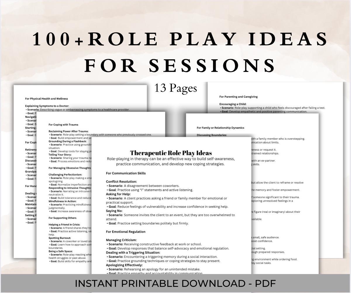 Therapy Role Play Ideas Toolkit Therapist Tool Healing and Emotional Resilience Guided Resource for Mental Health