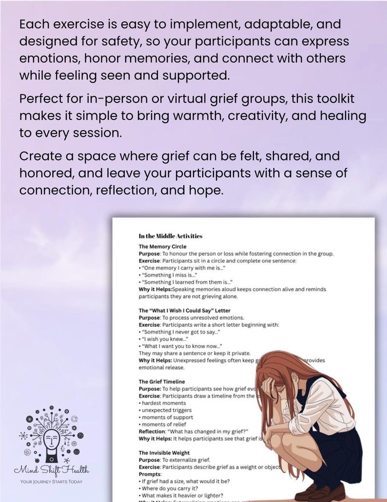 Grief Therapy Activities Toolkit for Groups, Art Therapy, Counseling ...