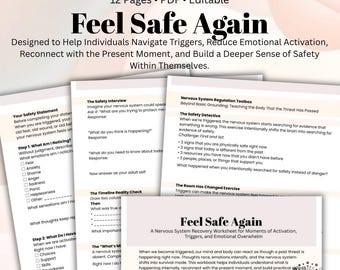 Feel Safe Again Workbook Nervous System Regulation Worksheet Trigger Response Workbook Emotional Regulation Tool Trauma-Informed Hea