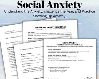 Social Anxiety Worksheet CBT Therapy Tool for Teens & Adults Anxiety Coping Exercise Therapist Printable Self Help PDF