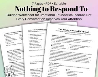 Nothing to Respond To Method Worksheet Emotional Boundaries Conflict Resolution Therapy Printable Communication Skills PDF Therapist Tool