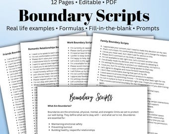 Boundary Scripts  Soft & Firm Templates Practice Worksheets Script Formulas Real-Life Practice Scenarios for Boundaries