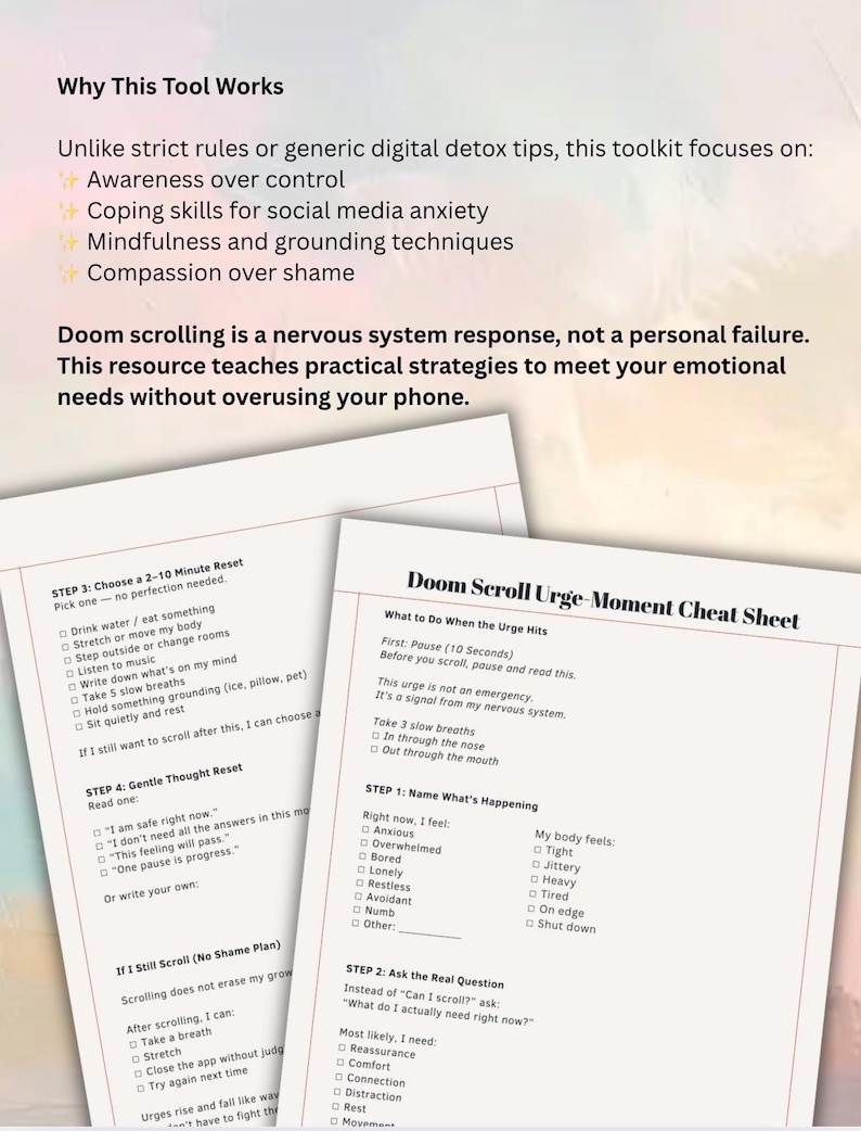 Doom Scrolling Worksheet | Anxiety & Digital Detox (PDF) - Etsy
