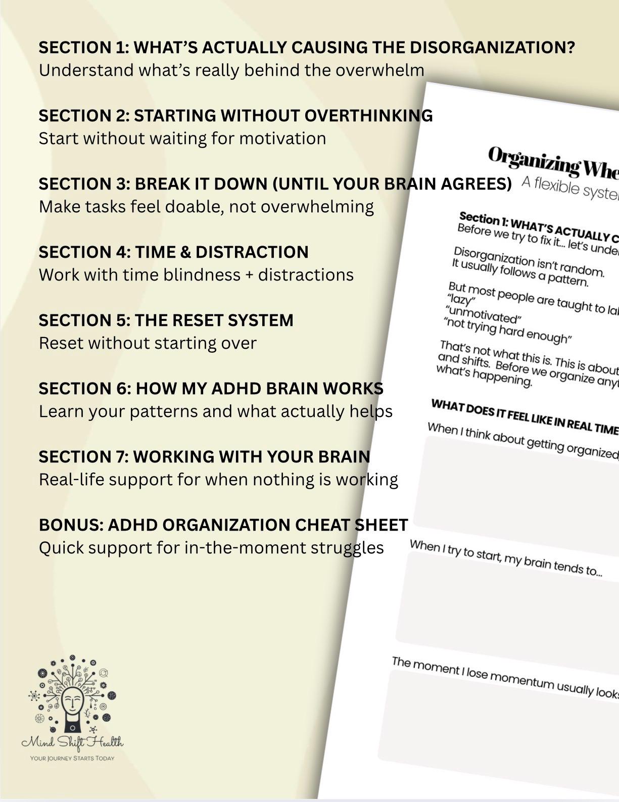 ADHD Organization Worksheet Executive Dysfunction Planner Task ...
