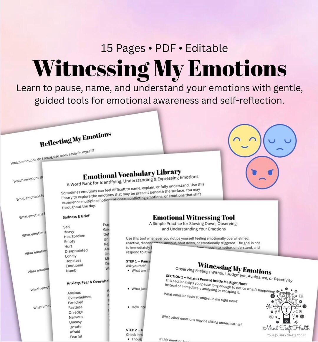 Emotion Watching Worksheet.pdf Witness My Emotions, Emotional Regulation Worksheet Bundle Emotional ...