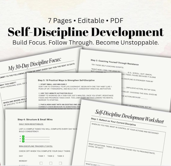 Transform Your Habits Self Discipline Challenge Motivation Tool Printable