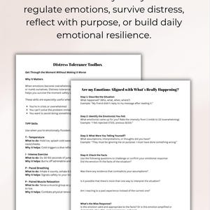 DBT Emotion Regulation Toolkit Arbetsblad för Stresstolerans Motsatt Handling Självlindrande Emotionshjul bild 2