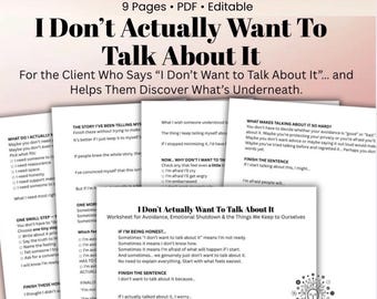 Therapy Worksheet for Emotional Avoidance I Don’t Want to Talk About It Emotional Shutdown, Vulnerability & Difficult Conversations