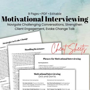 Motivational Interviewing Cheat Sheets, Therapist MI Guide (PDF)