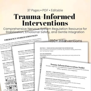 Trauma-informed intervention worksheet by MindShiftHealth designed to support emotional safety, self-awareness, and understanding trauma responses through guided therapeutic reflection.