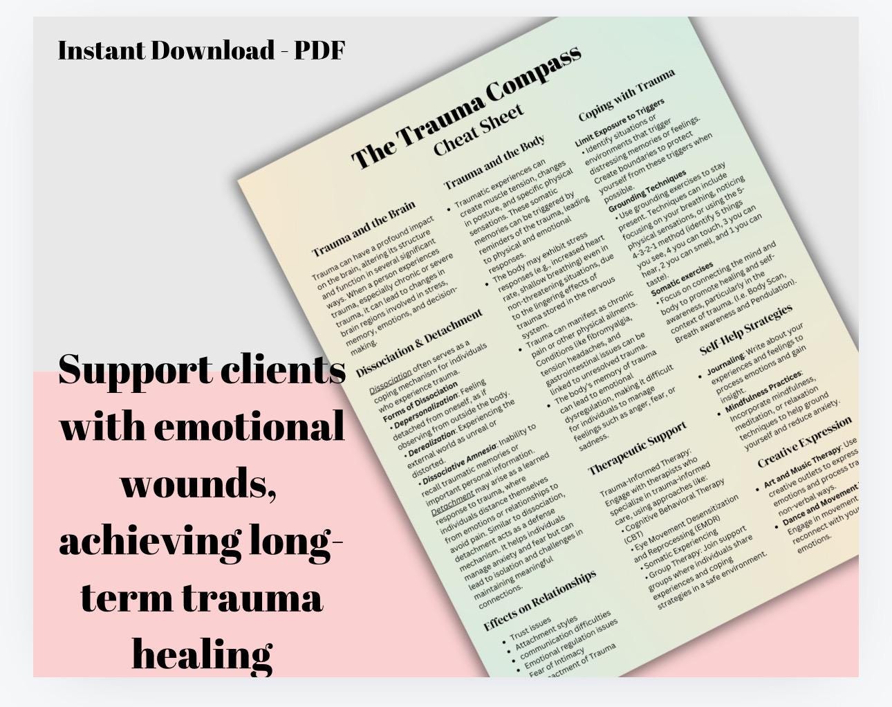 Trauma Cheat Sheet | PTSD Recovery, Therapist Aid (digital Download) - Etsy
