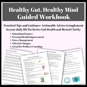 Gut Health Dietary Workbook Mental Health Gut-Brain Axis Mind Body Connection Somatic Therapy Tool Psychoeducation Worksheets Healthy Life