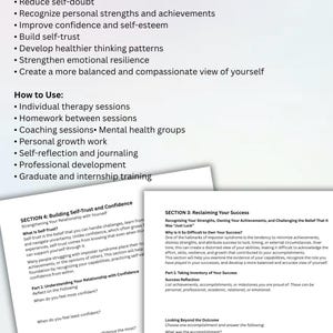 Imposter Syndrome Workbook Therapy Worksheets for Self-Doubt, Confidence Building, Self-Esteem & Self-Trust for Adults Therapist Resource image 3