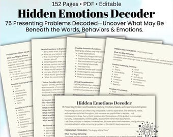 Hidden Emotions Decoder for Therapists 75 Presenting Problems  What May Be Underneath Therapy Interventions & Clinical Questions