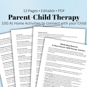 May include: A PDF document titled "Parent-Child Therapy" with 100 at-home activities to connect with your child. The document includes various therapeutic activities and exercises for parents and children.