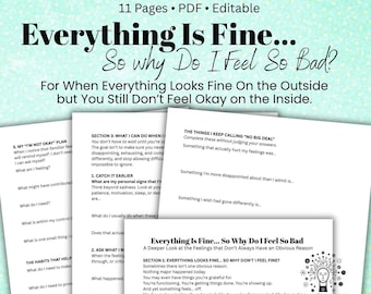Everything Is Fine So Why Do I Feel Bad Worksheet Mental Health Therapy Worksheet Emotional Awareness & Coping Skills Therapist Printable