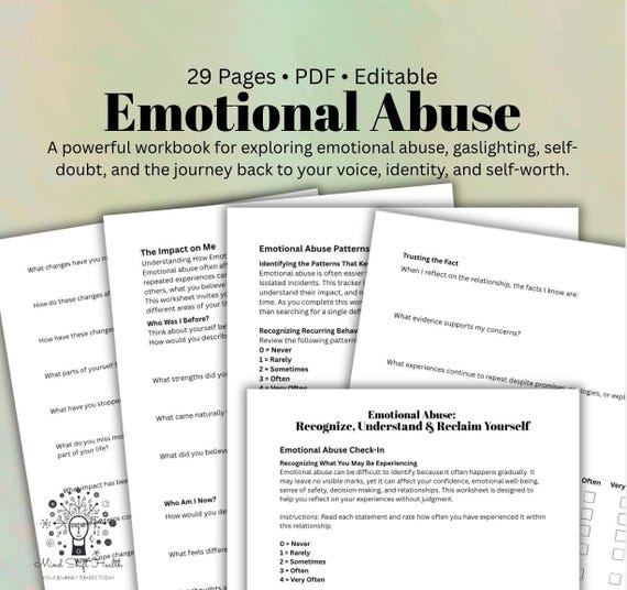 Emotional Abuse Workbook Gaslighting Recovery Worksheets Toxic Relationship Reflection Journal  Therapy & Counseling Resource
