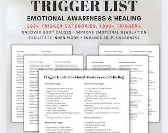 Mental Health Triggers List for Emotional Reactions Deep Reflection Unresolved Issues  Root Causes Emotional Regulation Therapist Toolkit