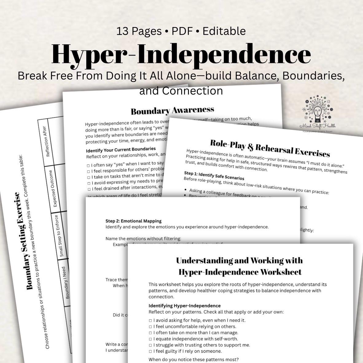 Hyper-independence Worksheet Boundaries, Self-reflection, Coping Skills ...