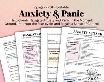 Anxiety & Panic Attack Worksheet Therapist Resource Panic Coping Skills Grounding CBT Techniques Therapy Homework